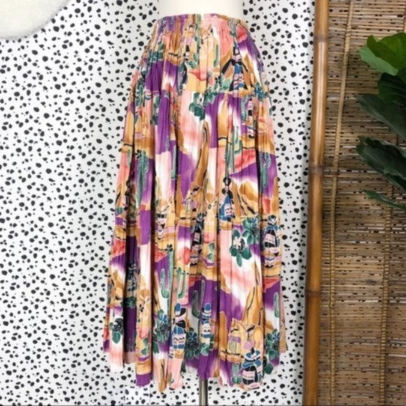 Vintage Dresses & Skirts - Vintage | Carla New Mexico Southwest Midi Skirt